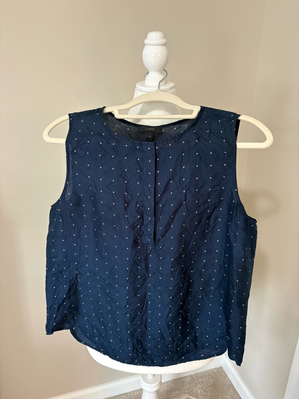 J. Crew Navy Blue Sleeveless Dot-Print Camisole